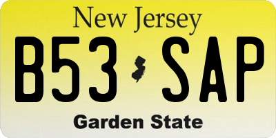 NJ license plate B53SAP
