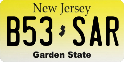 NJ license plate B53SAR