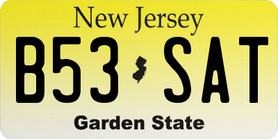 NJ license plate B53SAT