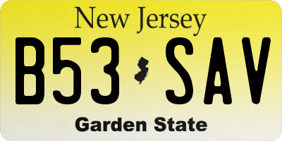 NJ license plate B53SAV