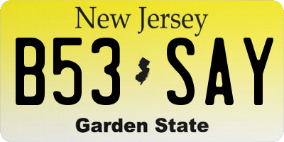 NJ license plate B53SAY
