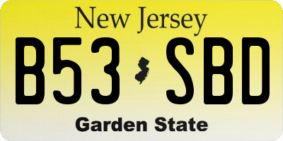 NJ license plate B53SBD