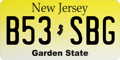 NJ license plate B53SBG