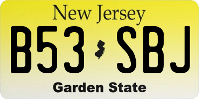NJ license plate B53SBJ