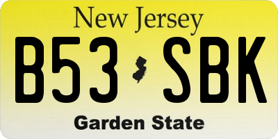 NJ license plate B53SBK