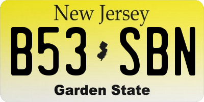 NJ license plate B53SBN