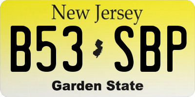 NJ license plate B53SBP