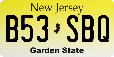NJ license plate B53SBQ