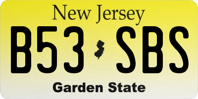 NJ license plate B53SBS