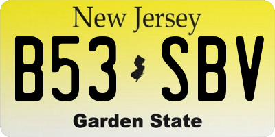 NJ license plate B53SBV