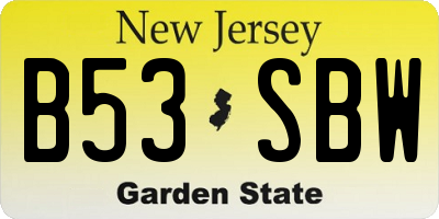 NJ license plate B53SBW