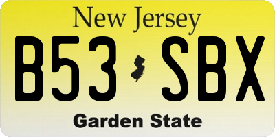 NJ license plate B53SBX