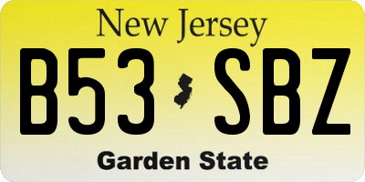 NJ license plate B53SBZ