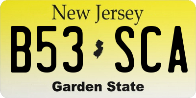 NJ license plate B53SCA