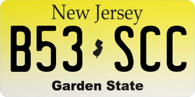 NJ license plate B53SCC