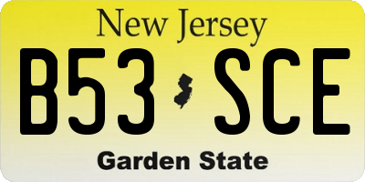 NJ license plate B53SCE