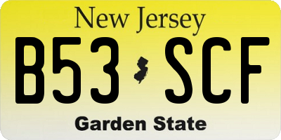 NJ license plate B53SCF