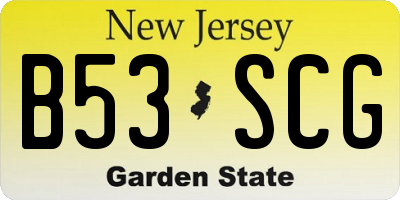 NJ license plate B53SCG