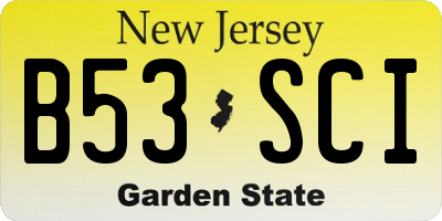 NJ license plate B53SCI