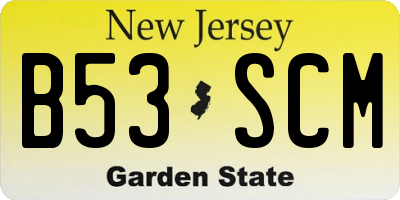 NJ license plate B53SCM