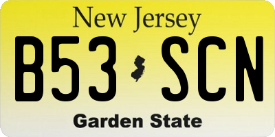 NJ license plate B53SCN