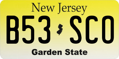NJ license plate B53SCO