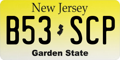 NJ license plate B53SCP