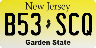 NJ license plate B53SCQ