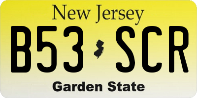 NJ license plate B53SCR