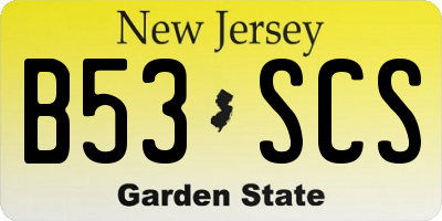 NJ license plate B53SCS