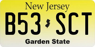 NJ license plate B53SCT