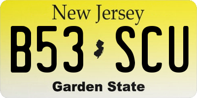NJ license plate B53SCU