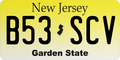 NJ license plate B53SCV