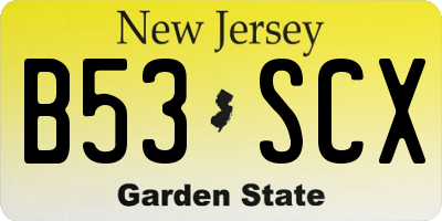 NJ license plate B53SCX