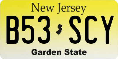 NJ license plate B53SCY