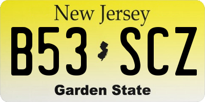 NJ license plate B53SCZ