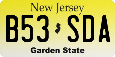 NJ license plate B53SDA