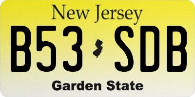 NJ license plate B53SDB