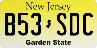NJ license plate B53SDC