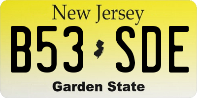 NJ license plate B53SDE