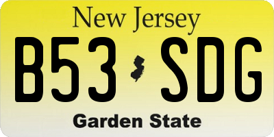 NJ license plate B53SDG