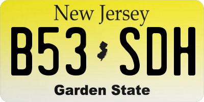 NJ license plate B53SDH
