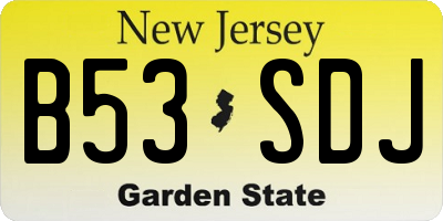 NJ license plate B53SDJ