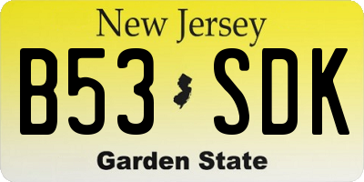 NJ license plate B53SDK