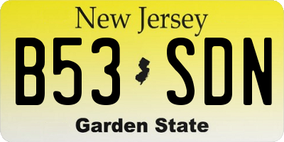NJ license plate B53SDN