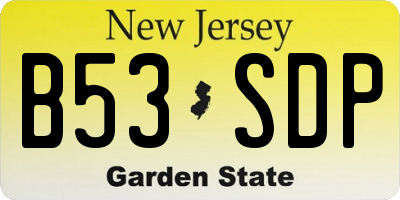 NJ license plate B53SDP