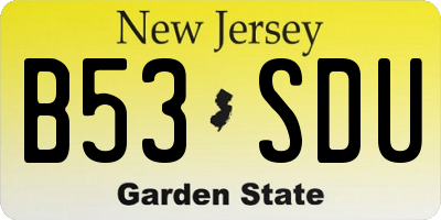 NJ license plate B53SDU