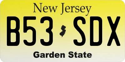 NJ license plate B53SDX