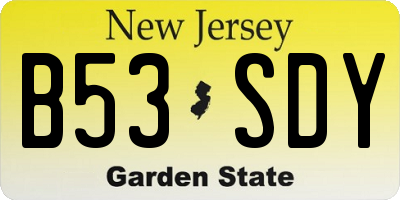 NJ license plate B53SDY