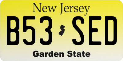 NJ license plate B53SED